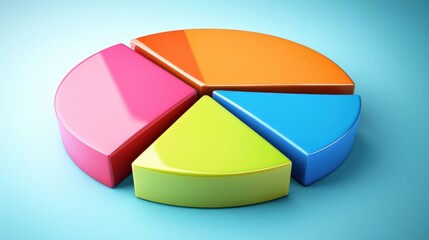 Poster - Colorful pie chart segments on a blue background illustrating data representation and analysis