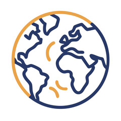 Poster - World map icon showcasing continents in a vector style for educational and informational use