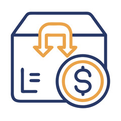 Poster - Return policy icon featuring a package and dollar sign to illustrate refund process for customers