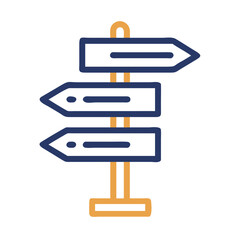 Poster - Directional road sign icon illustrating multiple pathways and choices for travelers in a simple and clear style