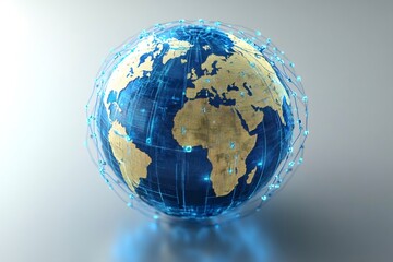 Leinwandbilder - Planet earth rotating with futuristic network connecting world, global communication and technology