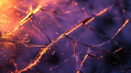 Poster - Close-up of cracked glass with intricate patterns and vivid colors