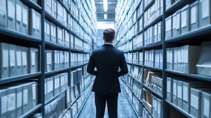 Poster - Artificial intelligence (AI) is used by businessmen in document management systems, online documentation databases, and digital file storage systems or software, record keeping, database technology