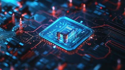 Poster - Cyber security lock protecting digital data on circuit board