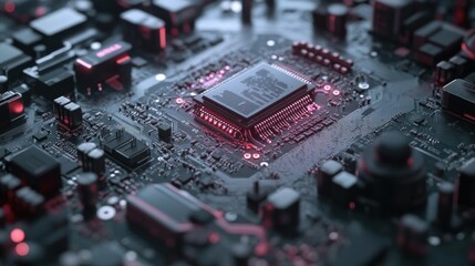 Poster - A computer motherboard with a state-of-the-art AI processor.