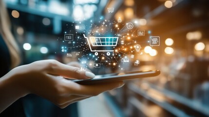 Aufkleber - Online sales concept of digital marketing, ad, product ads, promotion of products or services through digital tools. Online advertising concept Internet advertising digital marketing Social media
