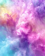 Poster - A vibrant, swirling blend of colors creates a colorful, dreamy abstract background resembling smoke or mist.