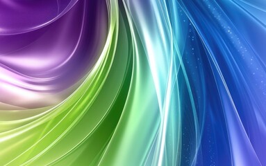 Poster - A vibrant, abstract wave of colors blending smoothly, showcasing shades of purple, green, and blue in a fluid, dynamic design.