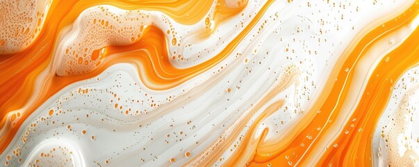 Poster - A vibrant, swirling pattern of orange and white, resembling fluid motion, creating a dynamic and artistic visual effect.