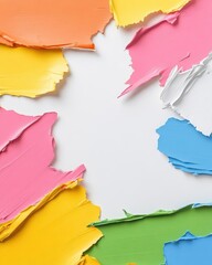 Poster - The peeled layers of glossy paint revealed vibrant colors hidden beneath the surface, leaving room for copy space in strategic blank sections.