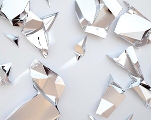 Poster - Overlapping glass shards catching light, forming geometric reflections with open typography sections