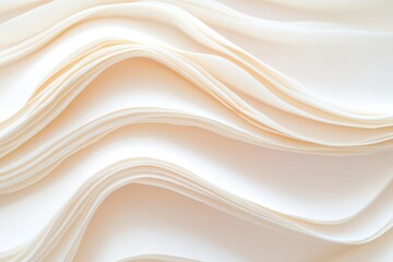 Poster - Gently curled paper stacks with subtle light creating soft depth variations, forming gentle areas for branding content
