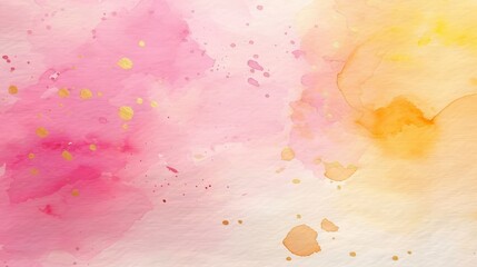 Poster - A vibrant watercolor background featuring soft pink and yellow hues, with delicate splashes and a dreamy aesthetic.