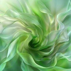 Poster - A swirling, ethereal pattern of soft green and translucent textures, reminiscent of gentle natural forms like leaves or petals.