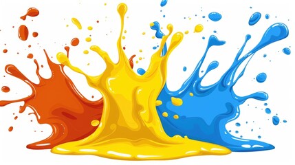 Poster - A vibrant splash of primary colors-red, yellow, and blue-intermingling in a dynamic and artistic display.