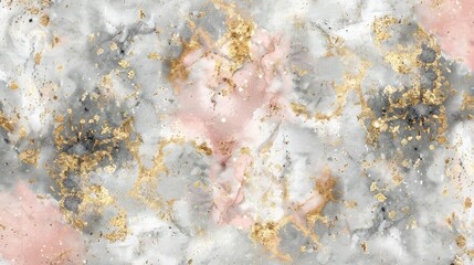 Poster - A stunning marbled texture featuring soft pinks, greys, and shimmering gold accents, perfect for backgrounds or elegant designs.