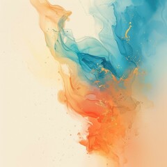 Poster - A vibrant abstract composition featuring flowing blue and orange hues, creating a sense of movement and energy against a light background.