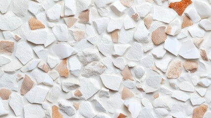 Poster - Chipped terrazzo surface with exaggerated stone fragments, creating a modern 3D texture with subtle shadows and negative space for image placement.