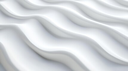 Poster - Blown sand particles forming delicate wave patterns across a monochromatic 3D textured surface, leaving soft negative space for text overlays.