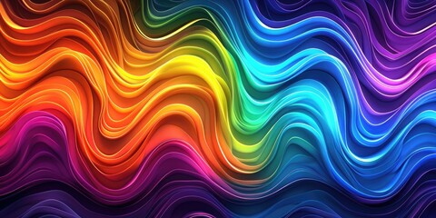 Poster - A vibrant, abstract swirl of colors, featuring smooth waves in a gradient of hues from red to blue, creating a dynamic and energetic visual.