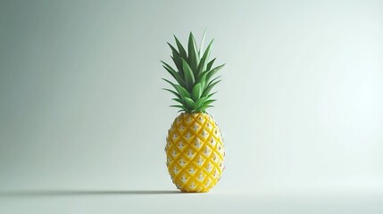 Wall Mural -   A pineapple on a table, adjacent to a white wall and casting a pineapple shadow