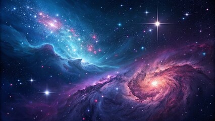 Wall Mural - Astronomical view of spiral galaxies, revealing the intricate patterns and vast distances within the universe. Appropriate for scientific publications, educational materials, and astronomy blogs