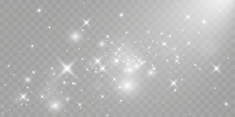 Poster - Glowing stars, sparkles, light streaks, and shimmering particles on transparent background for overlays and magical effects.
