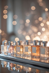 Poster - elegant display of perfume bottles reflecting soft light in a stylish setting
