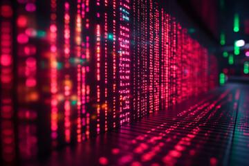 futuristic neon abstract data visualization with ai and cyber patterns