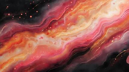 Wall Mural - Vibrant red and gold cosmic fluid texture with swirling abstract patterns