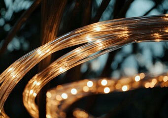 Poster - A closeup of network cables featuring fiber optic, with selective focus applied