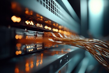 Aufkleber - The intricate connectivity of a server farm's network backbone is illustrated through its neatly arranged cables and switches, allowing for seamless data exchange