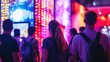 © MyStockz - People Admiring Vibrant Light Display in Modern Urban Environment