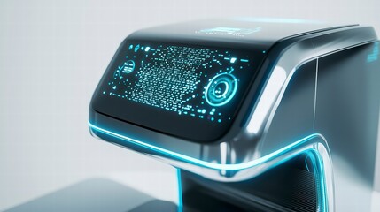 Poster - Technological Marvel: A futuristic piece of equipment. Designed with cutting-edge technology, featuring a sleek design and vibrant digital interface, representing innovation and advancement.