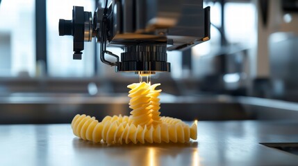 Poster - 3D Printing Pasta Innovation: Captivating a modern marvel: a 3D printer meticulously crafting pasta, showcasing cutting-edge technology and culinary fusion