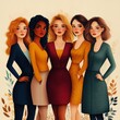 © AmberArtistryPublish - Diverse Group of Women in Colorful Dresses Illustration