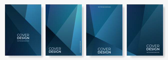 Aufkleber - Blue abstract modern posters or vertical background vector set. A4 resolution polygonal elegant cover design for brochure, flyer, poster, book, backdrop, banner, annual report presentation.