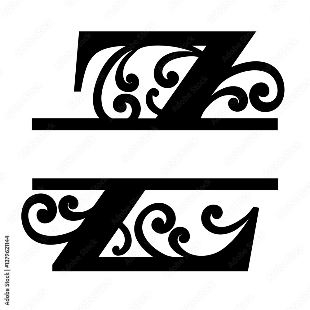 Vektor Split Letters A-Z SVG, Floral Split SVG, Floral Letter Graphic ...