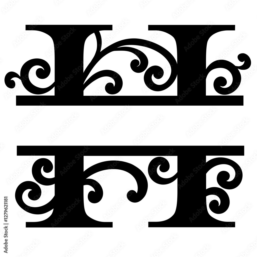 Image vectorielle Stock Split Letters A-Z SVG, Floral Split SVG, Floral ...