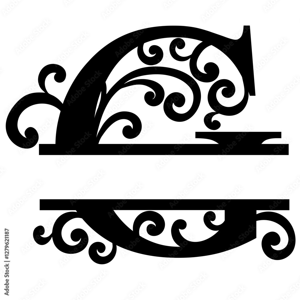 Image vectorielle Stock Split Letters A-Z SVG, Floral Split SVG, Floral ...