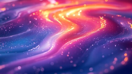 Wall Mural - In a holographic display, a vibrant, colorful liquid swirls. It has a captivating impact as it melts and flows like lustrous oil.