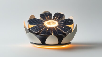 Poster - Innovative solar-powered flower design illuminating a modern indoor space with soft lighting