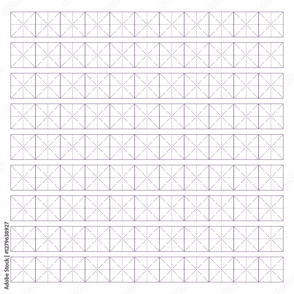 Paper Lines Pattern Workbook for writing hieroglyphs. Lined paper for printing. Geometric ...