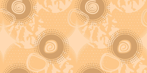 Wall Mural - halftone circles and diamonds in beige colors. abstract seamless pattern with different textures. ge
