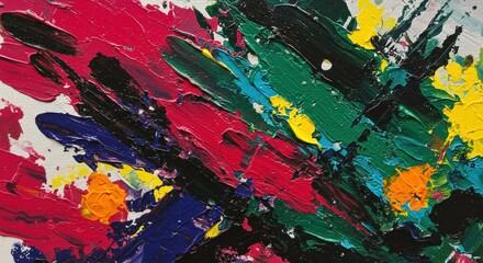 Poster - abstract expression: a vibrant abstract composition of dynamic brushstrokes, bold colors creating a 