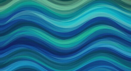 Poster - Ocean Waves: An abstract illustration capturing the fluid motion and vibrant colors of ocean waves, perfect for conveying a sense of calm and tranquility.