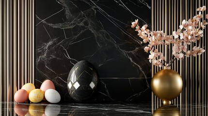 Modern Easter Art Deco with Geometric Patterns and Gold Accents