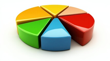 Poster - Colorful pie chart representing data segments in a modern, minimalistic style on a white background