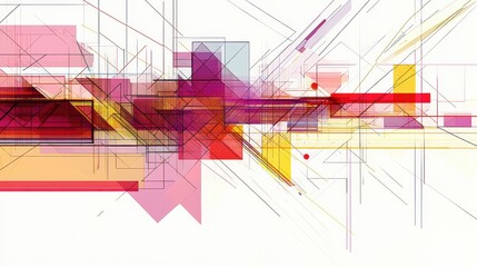 Poster - abstract geometric composition with vibrant colors and intersecting lines, creating a dynamic visual