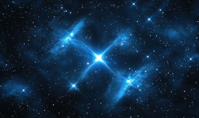 stars in the night sky create an 'x' shape, emblematic of exploration.